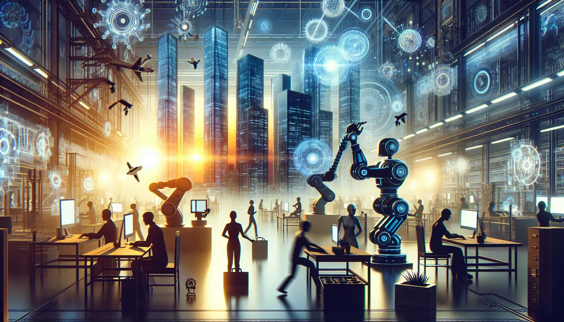 Un robot collaborativo che lavora accanto a un operatore umano in un ambiente industriale.