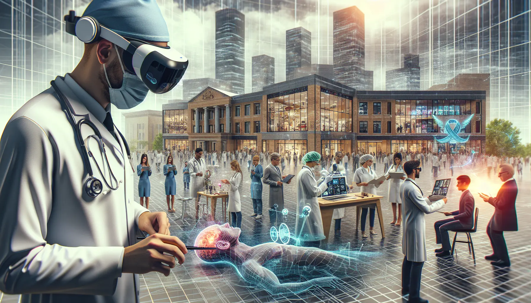 Un'immagine che rappresenta la realtà aumentata con elementi digitali sovrapposti a un ambiente reale.