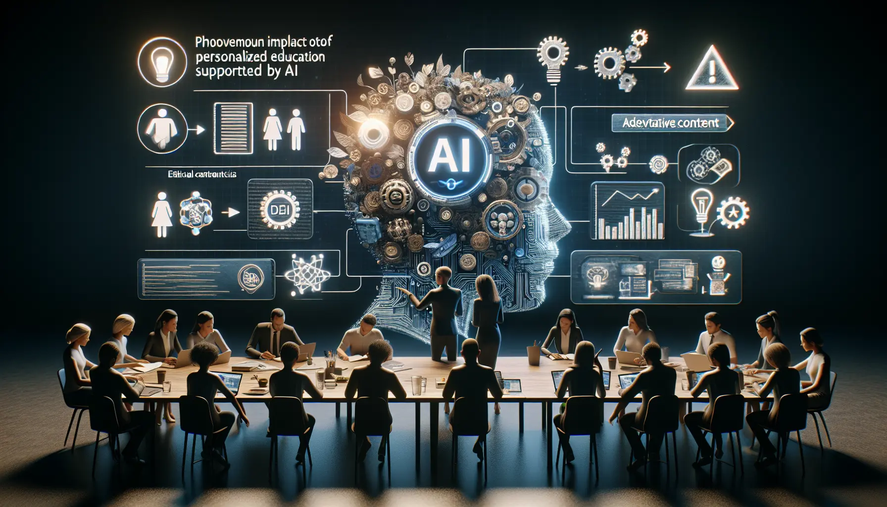 Un insegnante utilizza strumenti di intelligenza artificiale per personalizzare l'apprendimento degli studenti in aula.