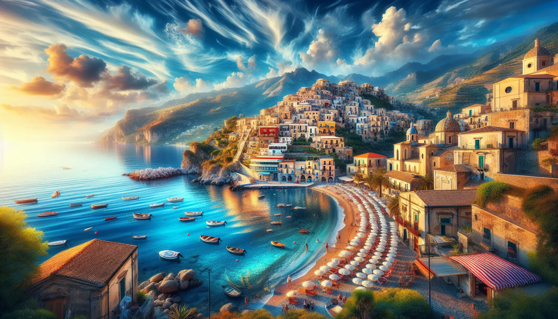 Vista panoramica del borgo di Scilla con il mare cristallino e le scogliere