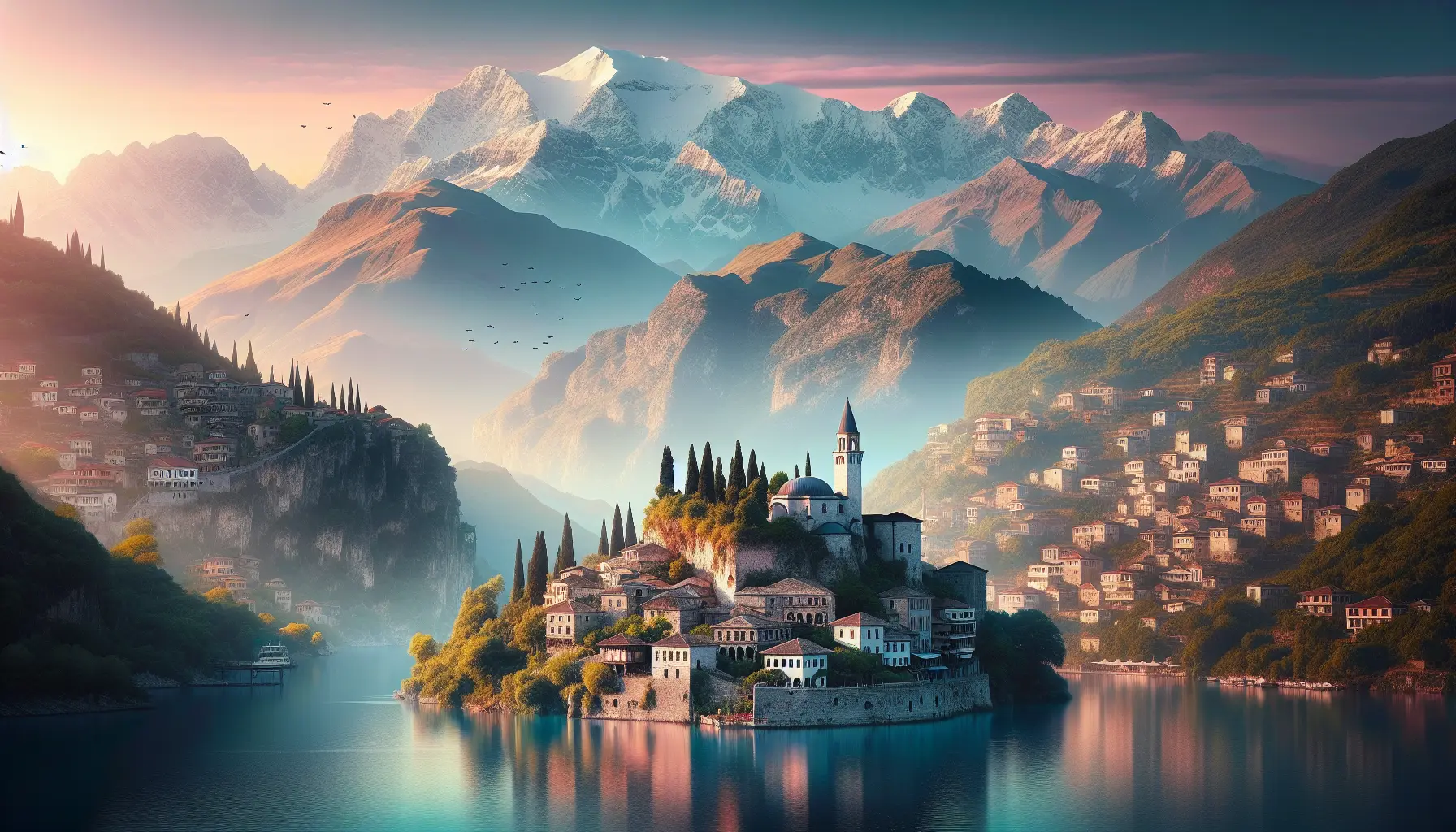 Panorama delle montagne e delle spiagge dell'Albania, con acque cristalline e paesaggi mozzafiato.