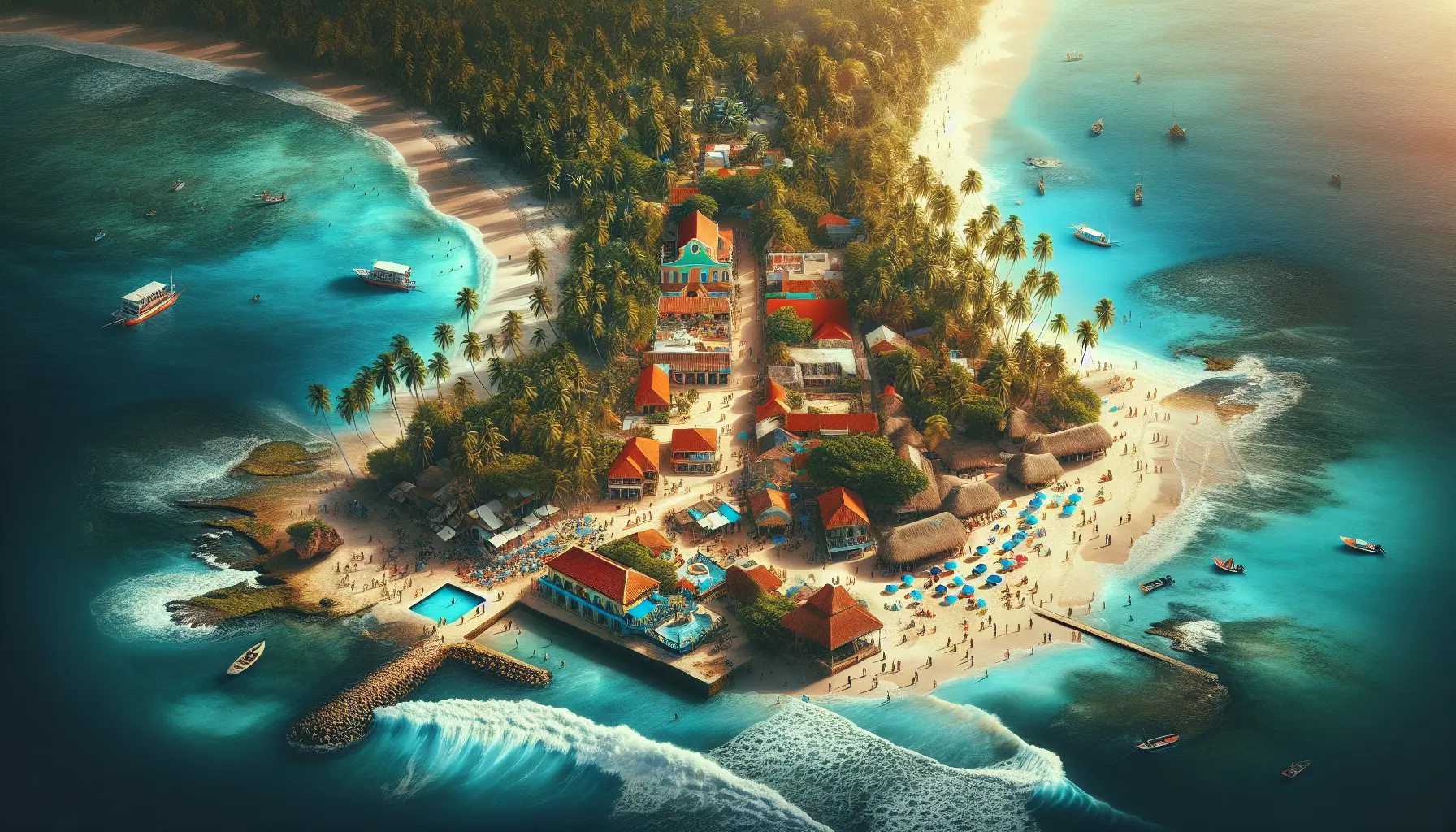 Spiaggia paradisiaca della Repubblica Dominicana con palme e acque turchesi