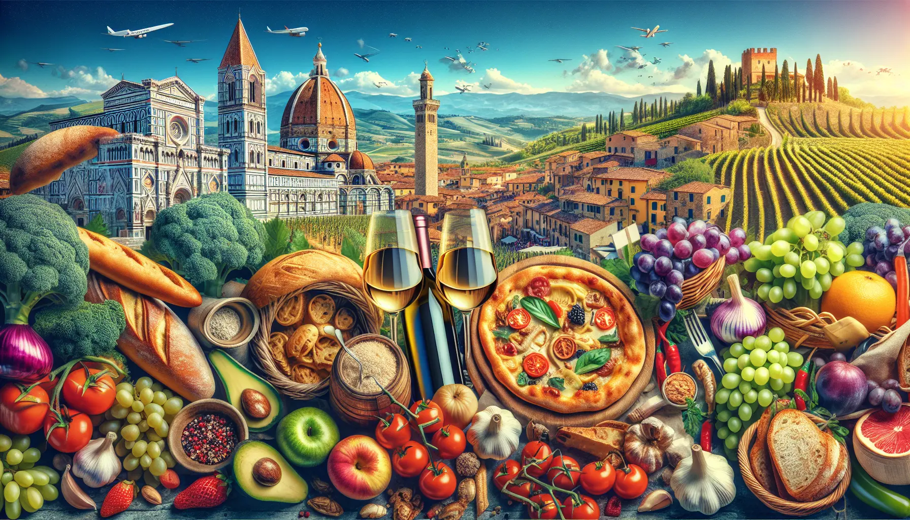 Un piatto tipico della cucina italiana con ingredienti freschi e colorati, rappresentativo di un viaggio enogastronomico.