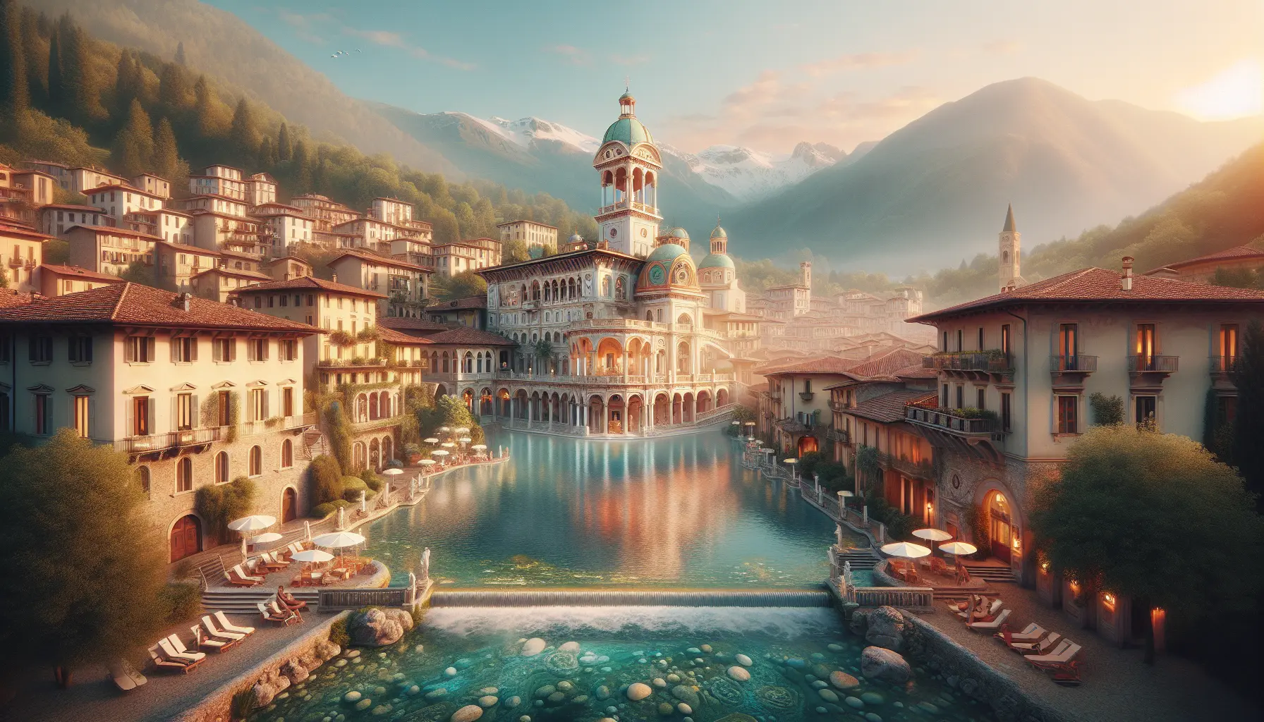 Vista panoramica delle terme di Abano, circondate da natura e storia.
