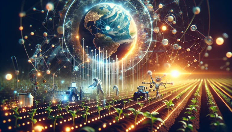 Campo di agricoltura rigenerativa con piante verdi e animali in pascolo