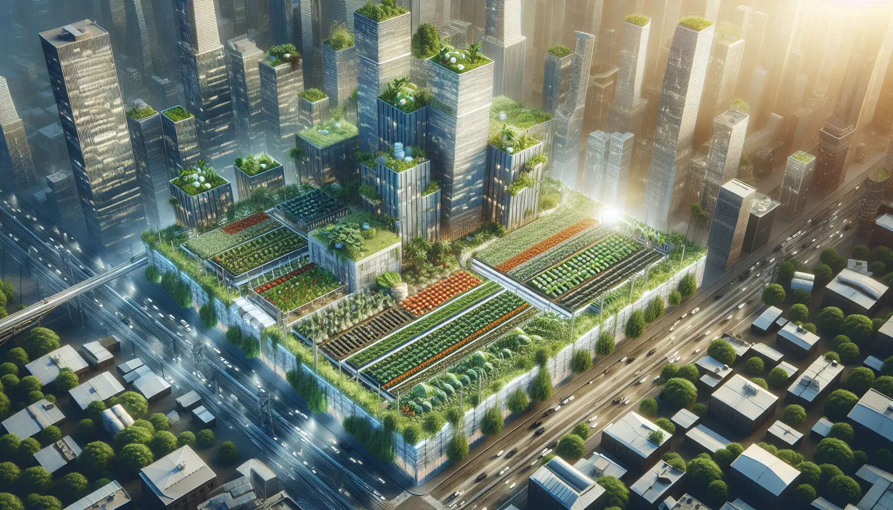 Un orto urbano su un balcone di un appartamento, con piante verdi e fiorite che crescono in vasi e giardini verticali.