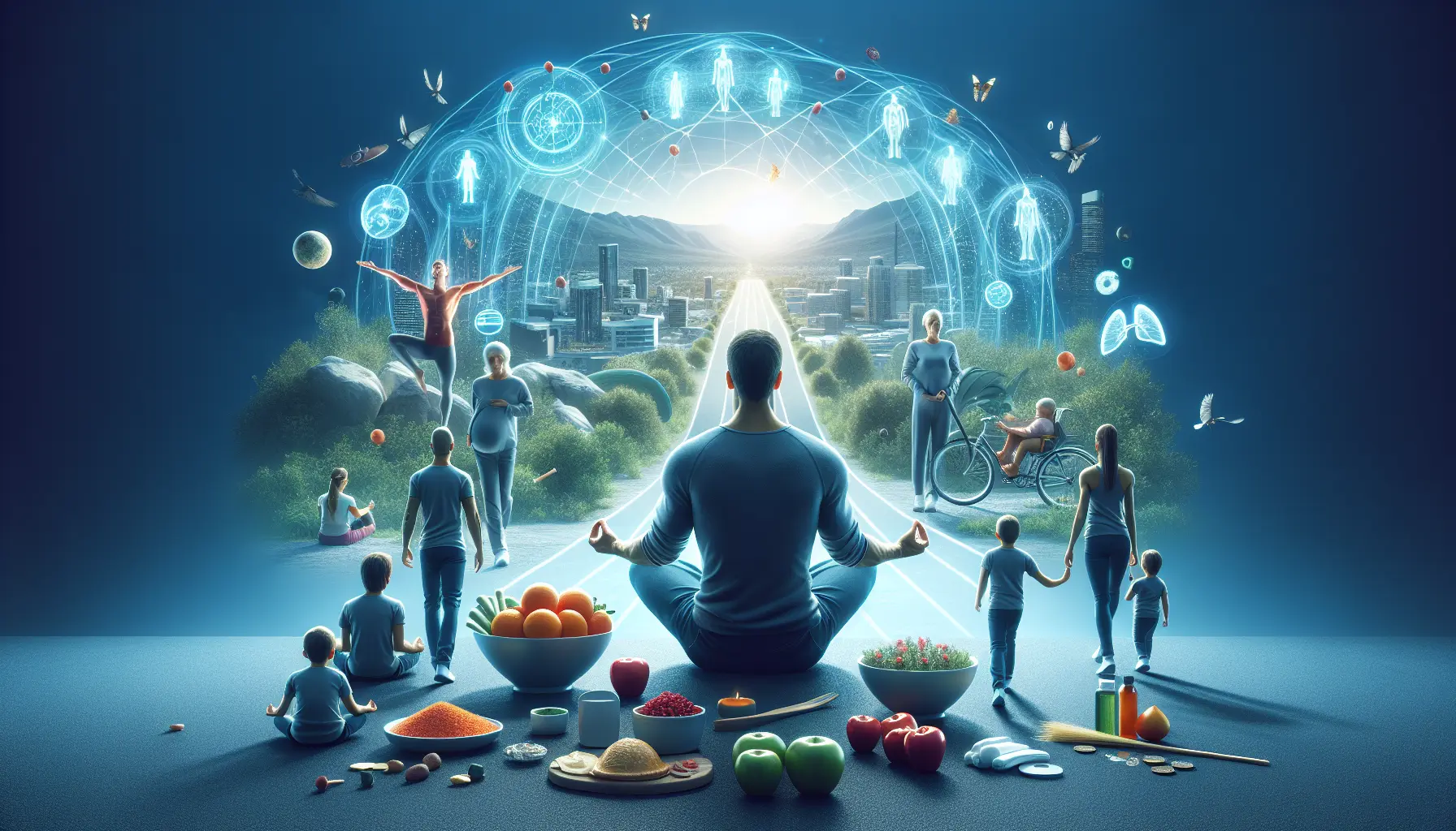 Una famiglia che pratica attività fisica insieme in un parco, simbolo di salute e benessere.