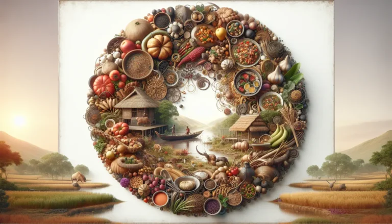 Un tavolo imbandito con piatti tradizionali che rappresentano diverse culture culinarie