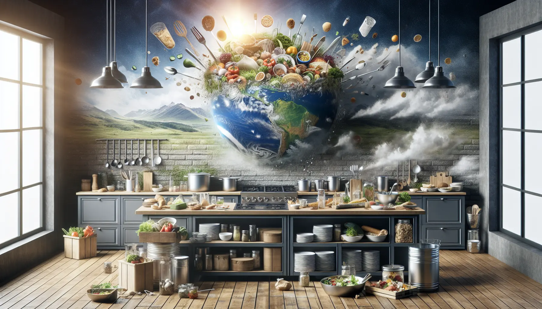 Ingredienti freschi e avanzi trasformati in piatti deliziosi in una cucina sostenibile