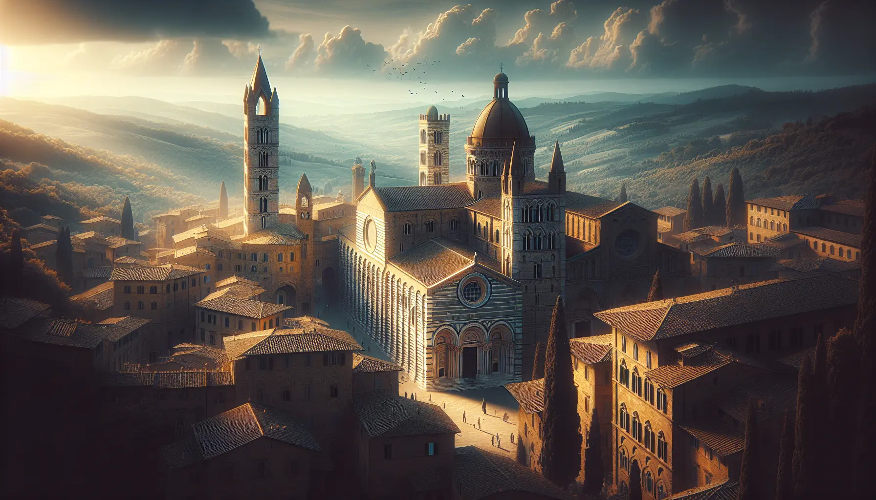 Panorama di Volterra con le sue antiche mura e il paesaggio toscano circostante