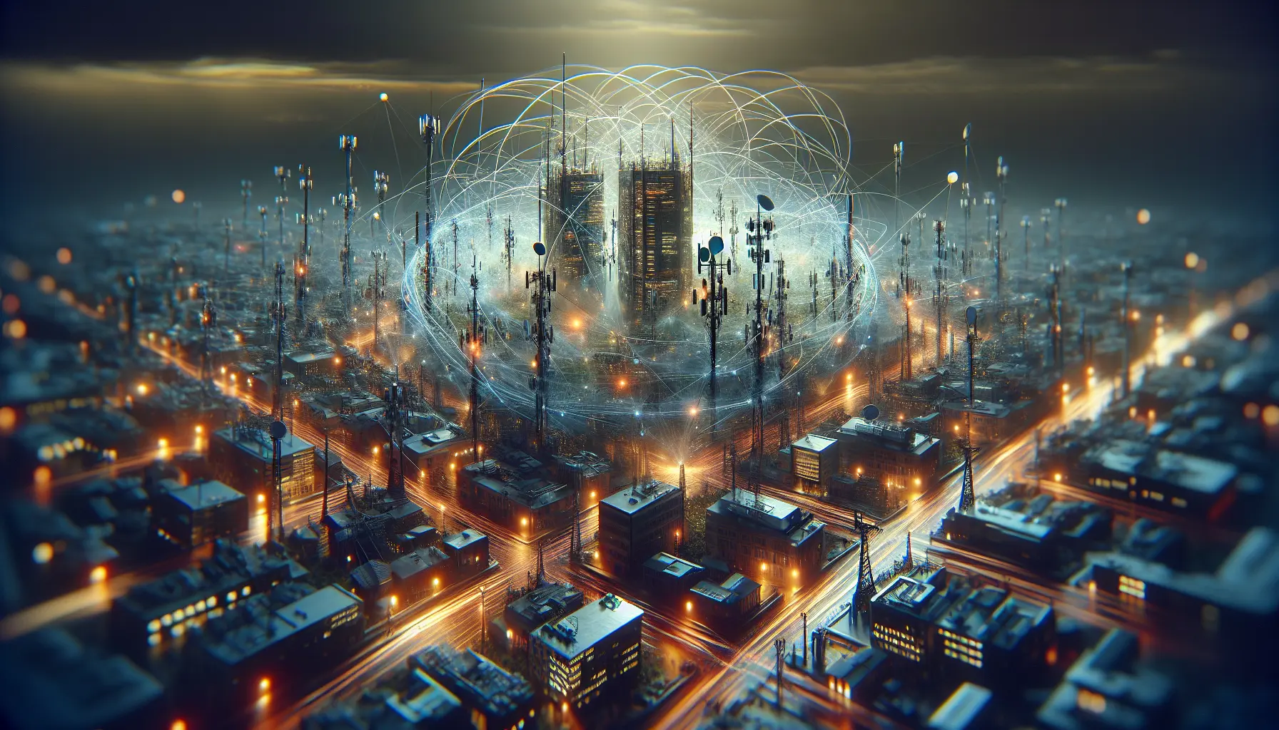 Un tecnico Vodafone che lavora su un'antenna di rete per migliorare la connettività.