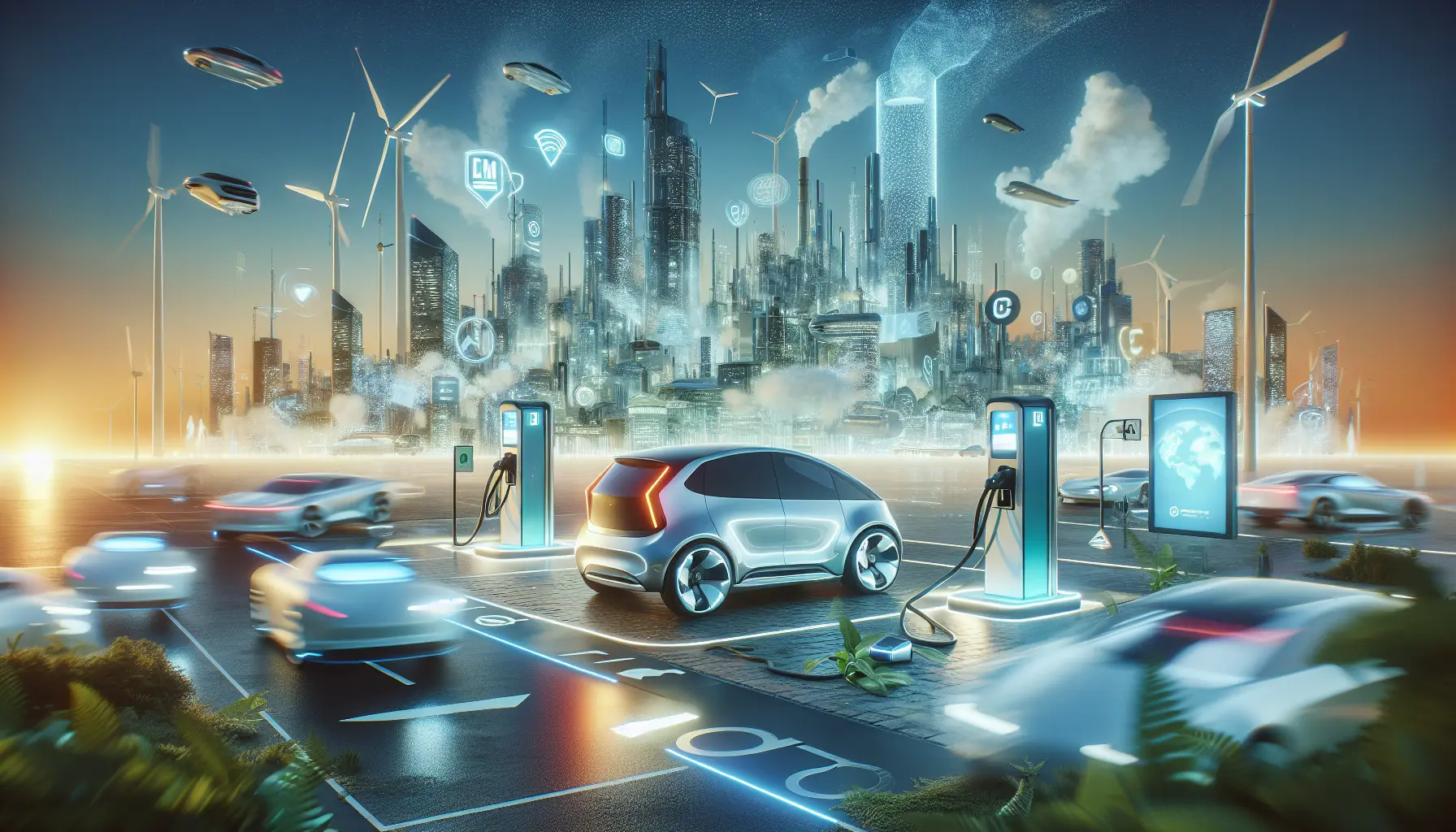 Un veicolo elettrico di General Motors in un ambiente urbano, simbolo di innovazione e sostenibilità.