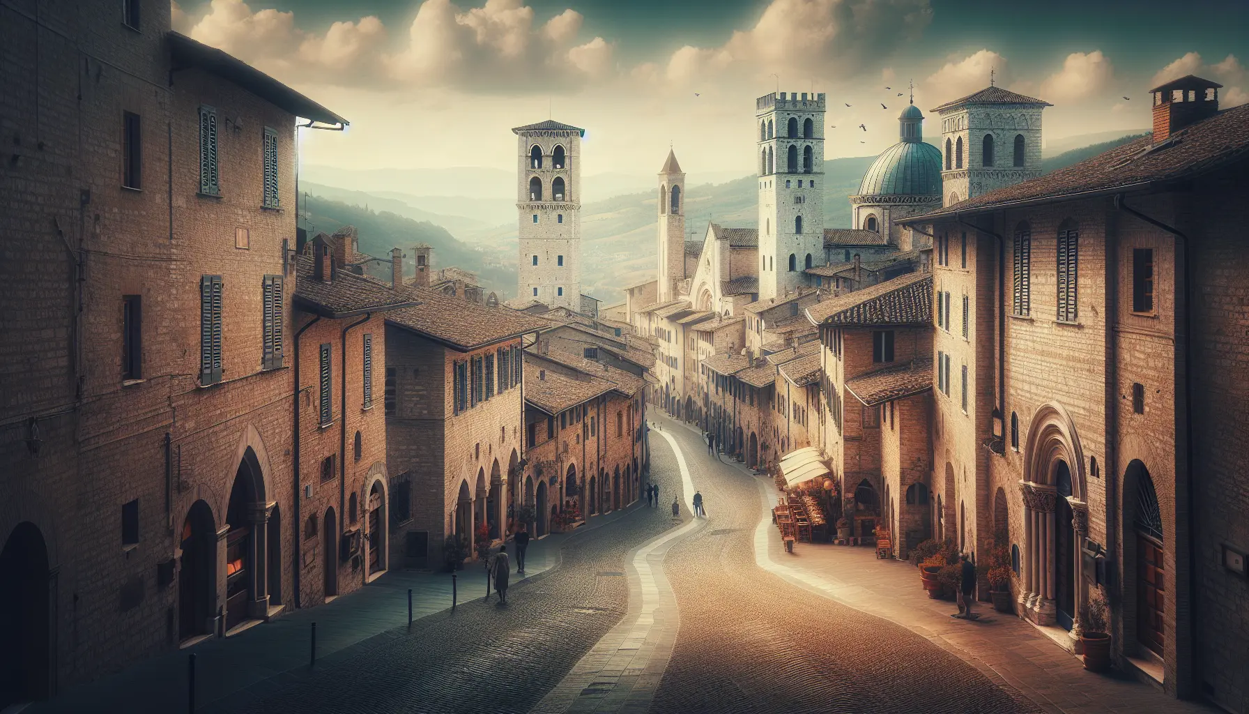Vista panoramica di Gubbio con le sue strade acciottolate e monumenti storici