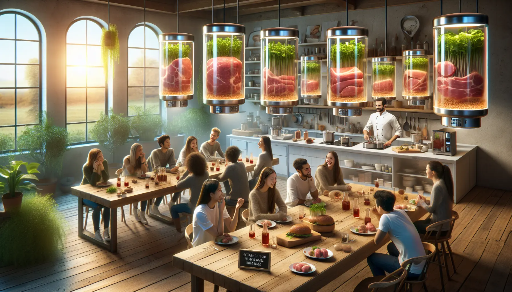 Un piatto gourmet preparato con carne coltivata, rappresentante l'incontro tra tradizione e innovazione culinaria.