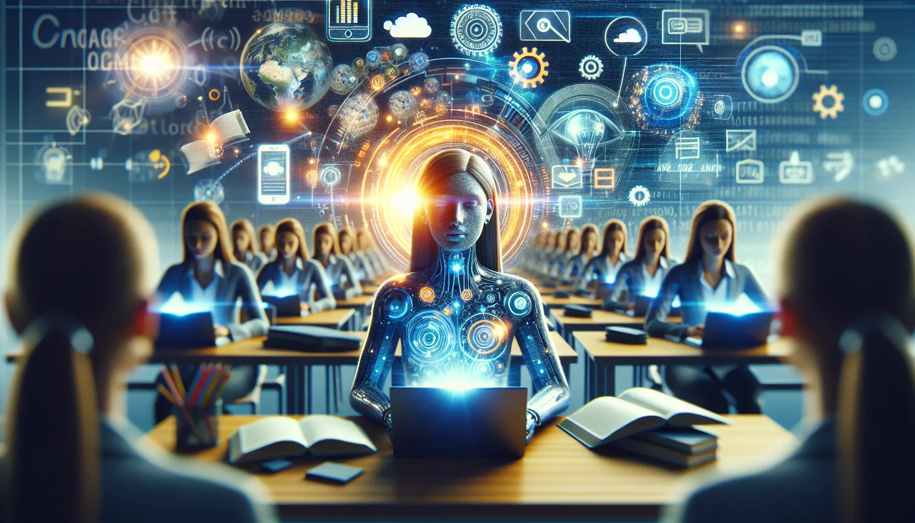 Studente che utilizza un'app per imparare una lingua con l'aiuto dell'intelligenza artificiale