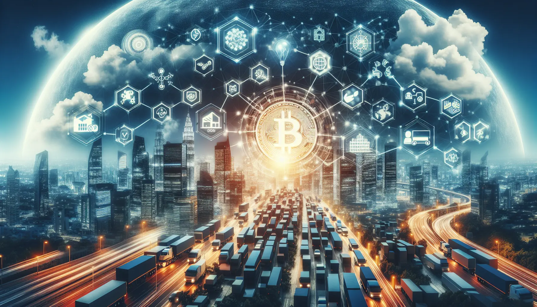 Rappresentazione grafica della blockchain che evidenzia la sua applicazione in diversi settori