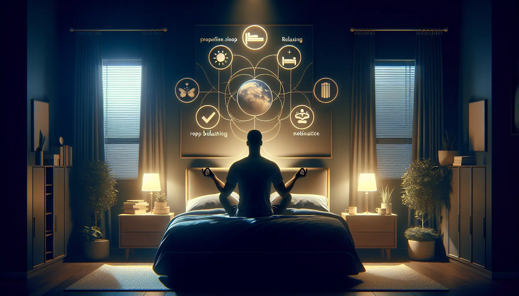 Un atleta che si rilassa in un ambiente tranquillo, pronto per un sonno ristoratore.