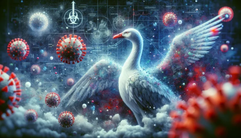 Immagine di un uccello infetto da influenza aviaria in un ambiente controllato