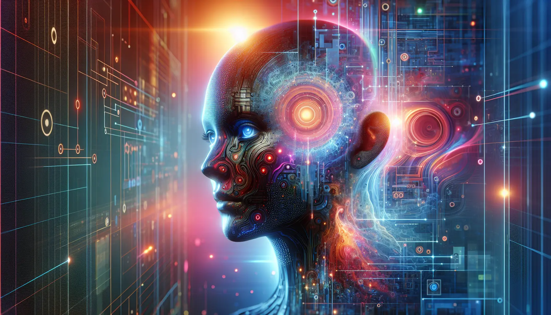 Un'immagine astratta generata da un algoritmo di intelligenza artificiale, rappresentante l'intersezione tra arte e tecnologia.