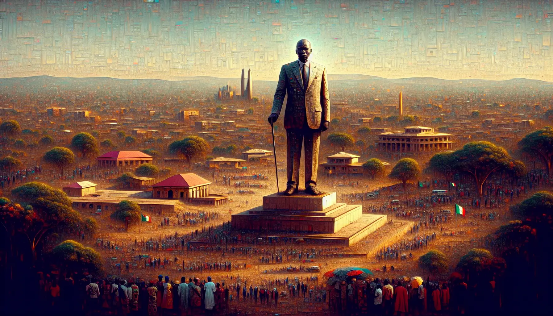 Rappresentazione di Jean-Bedel Bokassa durante la cerimonia di incoronazione come imperatore della Repubblica Centrafricana.