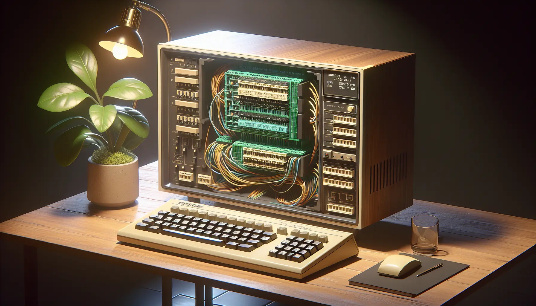 Immagine dell'Altair 8800, un microcomputer pionieristico con un pannello frontale e interruttori.