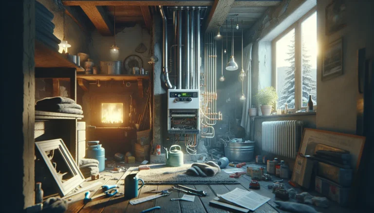 Caldaia moderna in un ambiente domestico, simbolo di efficienza energetica e sostenibilità.