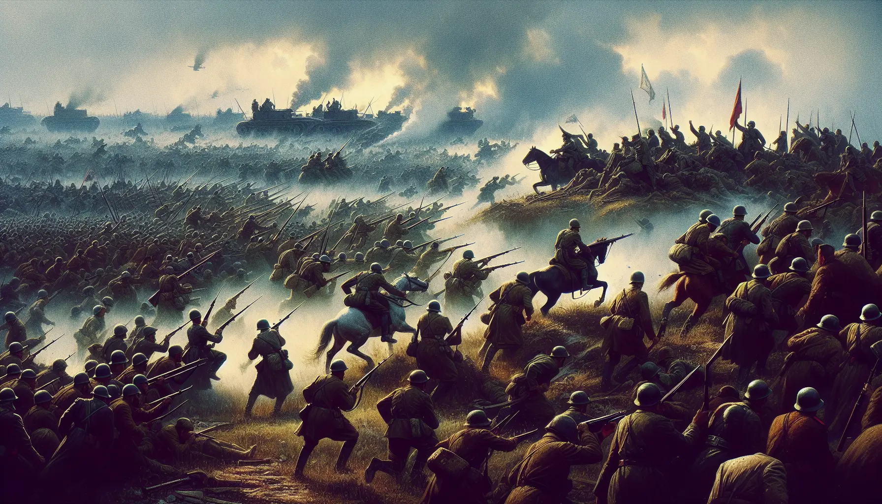 Immagine storica della Battaglia di Mosca con soldati sovietici in azione durante il conflitto.