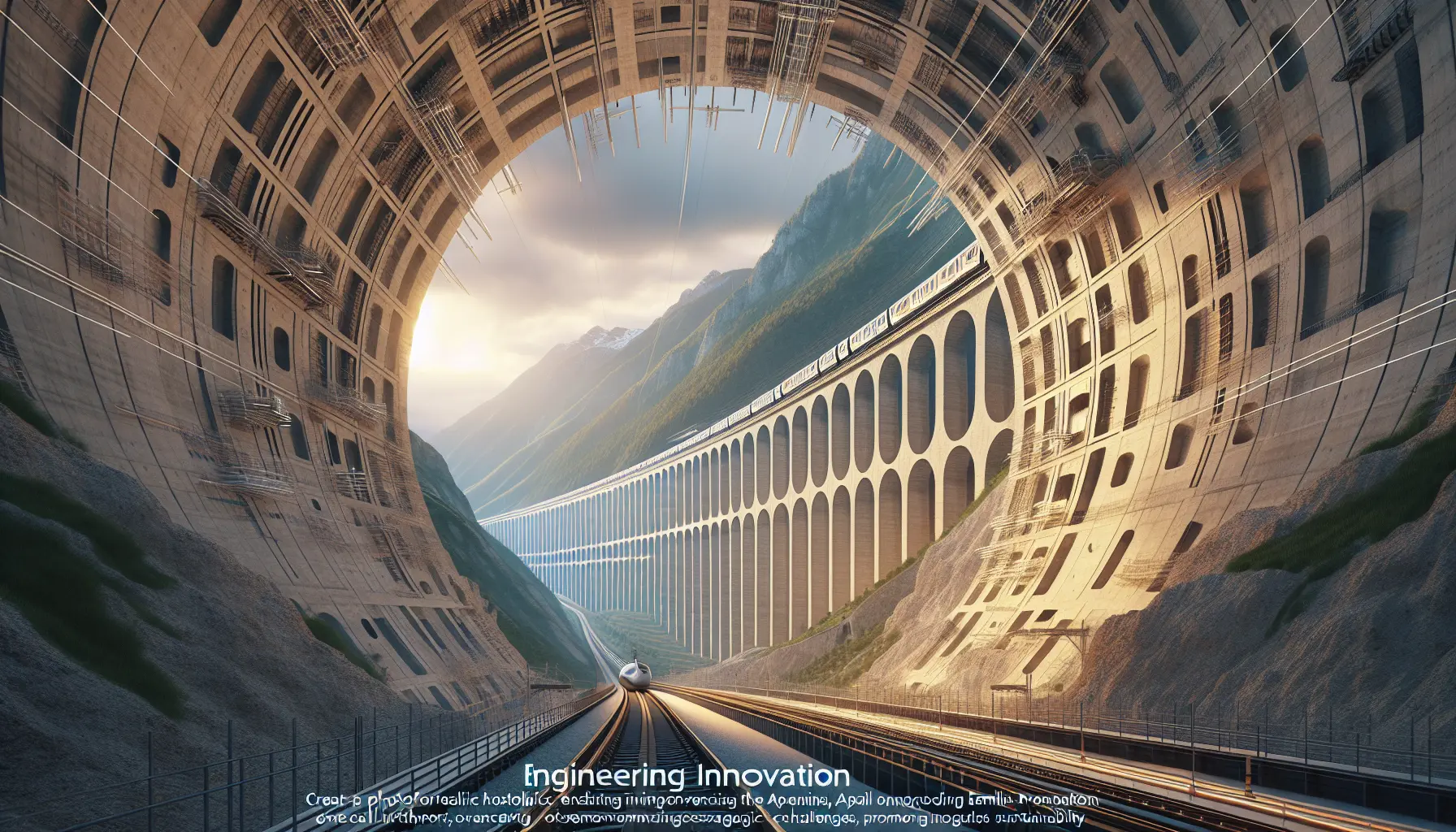 Vista panoramica della Grande Galleria dell'Appennino, che si estende attraverso le montagne, simboleggiando l'innovazione e la connessione tra regioni.