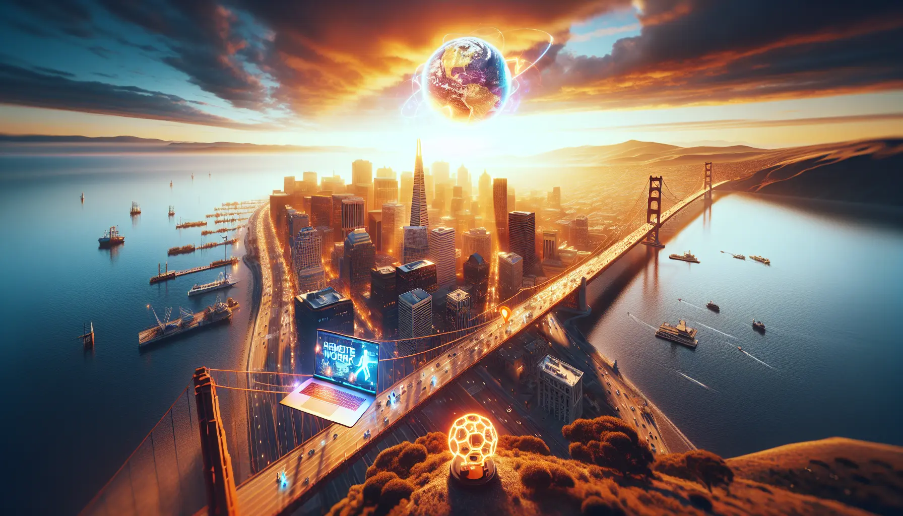 Una persona che lavora da casa mentre interagisce con la famiglia, rappresentando il lavoro a distanza.