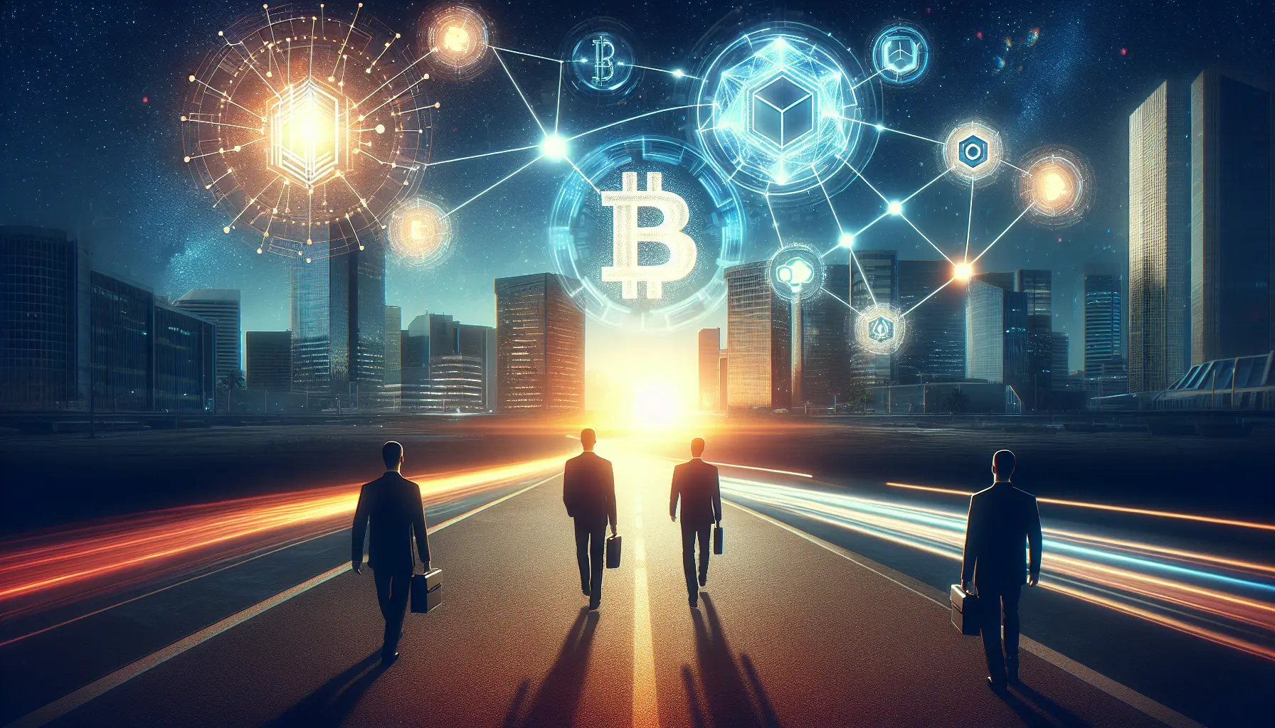 Un'immagine che rappresenta la blockchain e il settore assicurativo, con simboli di sicurezza e trasparenza.