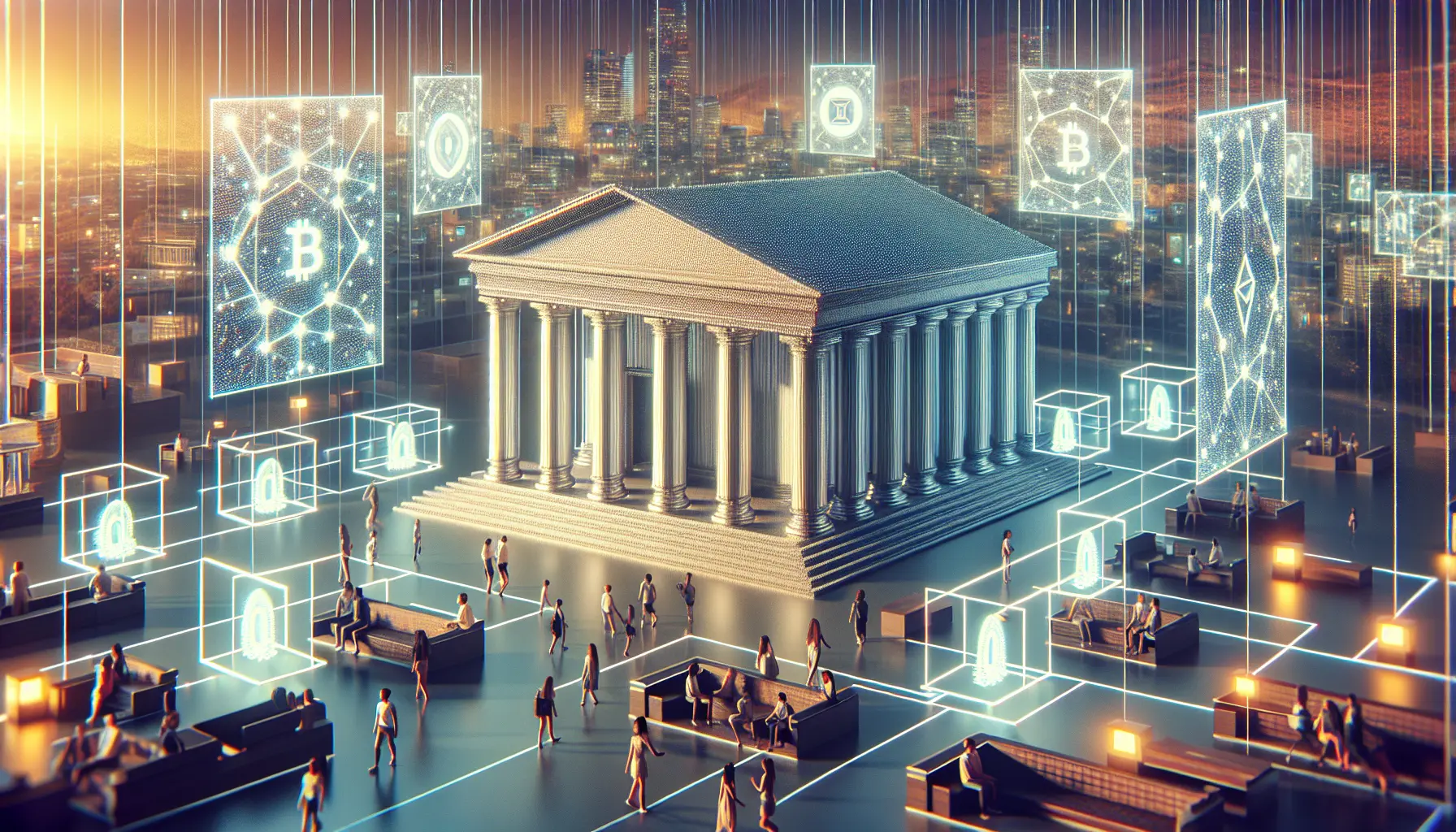 Rappresentazione visiva della blockchain e delle sue applicazioni nel settore finanziario