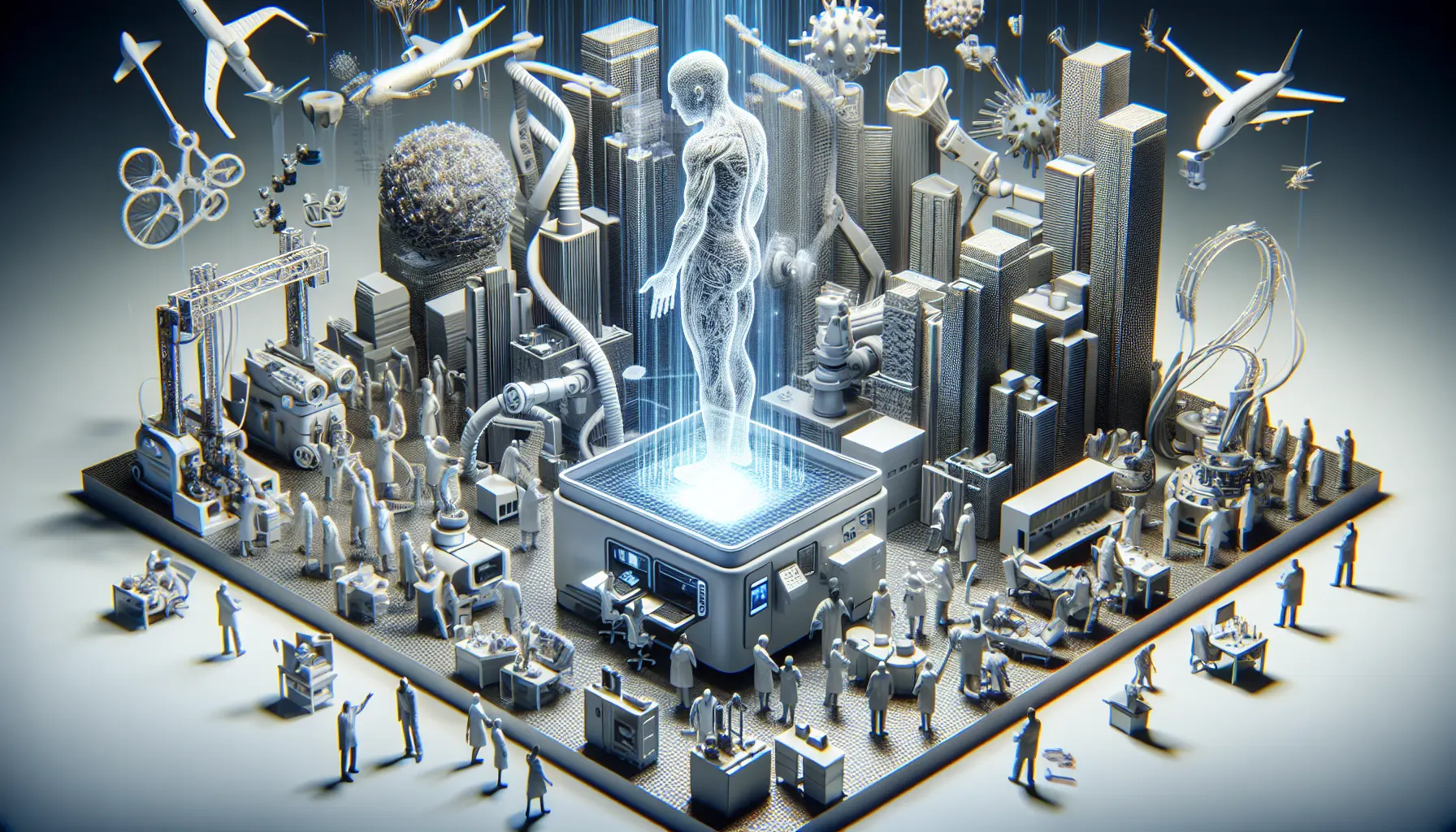 Un'immagine che rappresenta la stampa 3D in azione, mostrando un dispositivo che crea un oggetto tridimensionale.