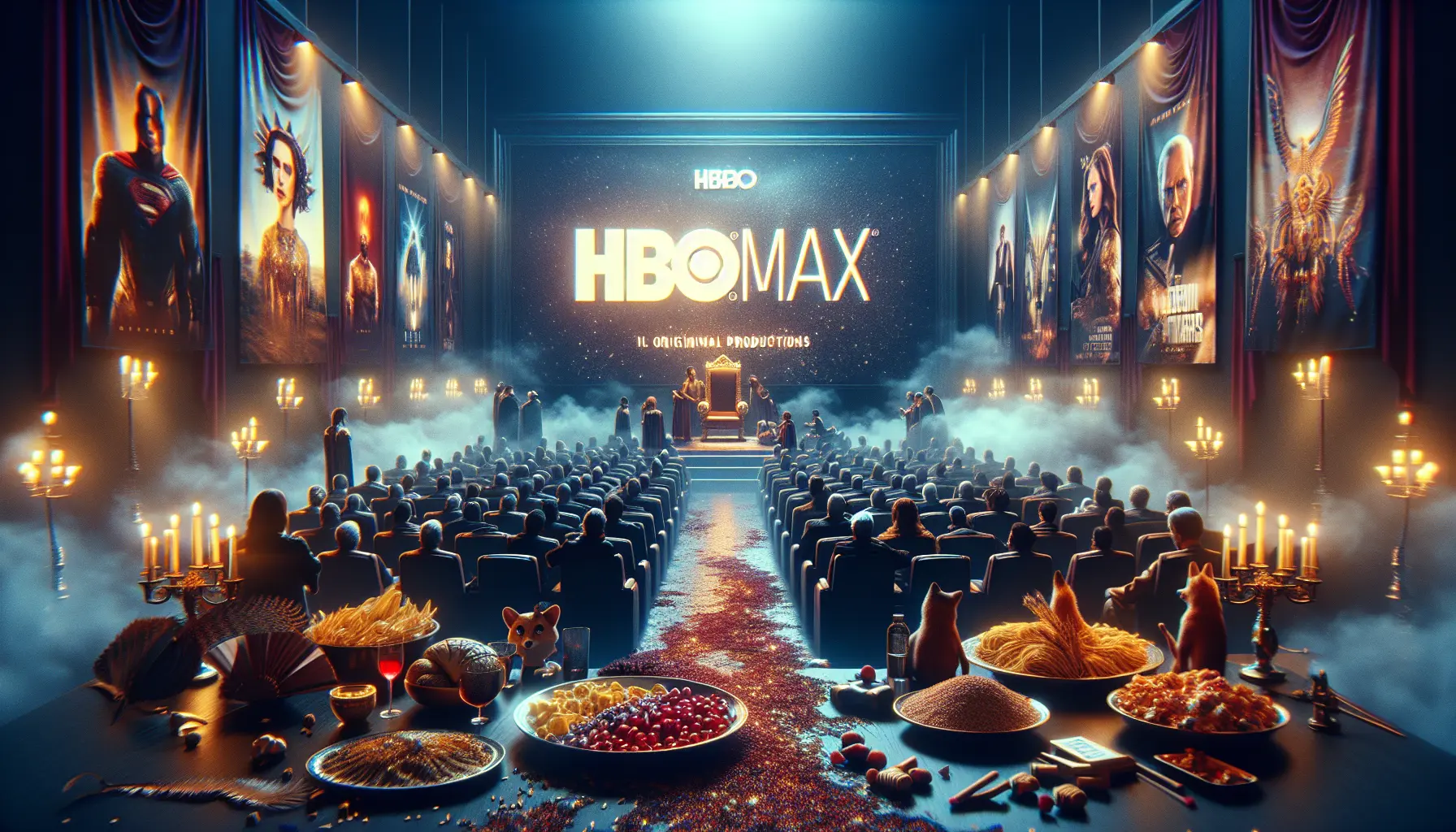 Logo di HBO Max con uno sfondo che rappresenta il mondo dello streaming