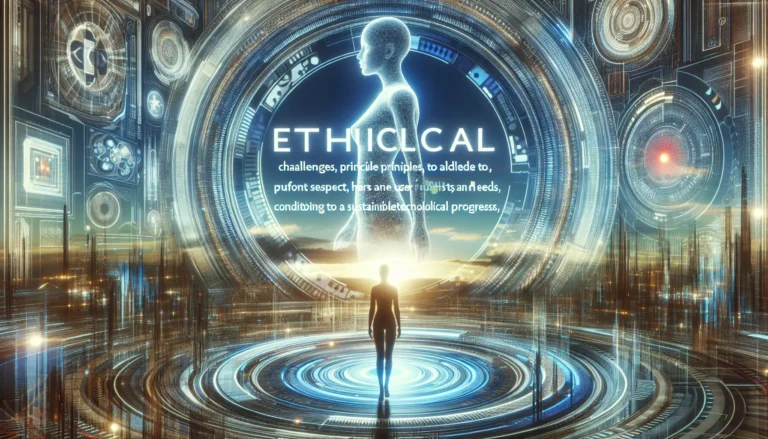 Concetto di intelligenza artificiale etica con simboli di giustizia e responsabilità