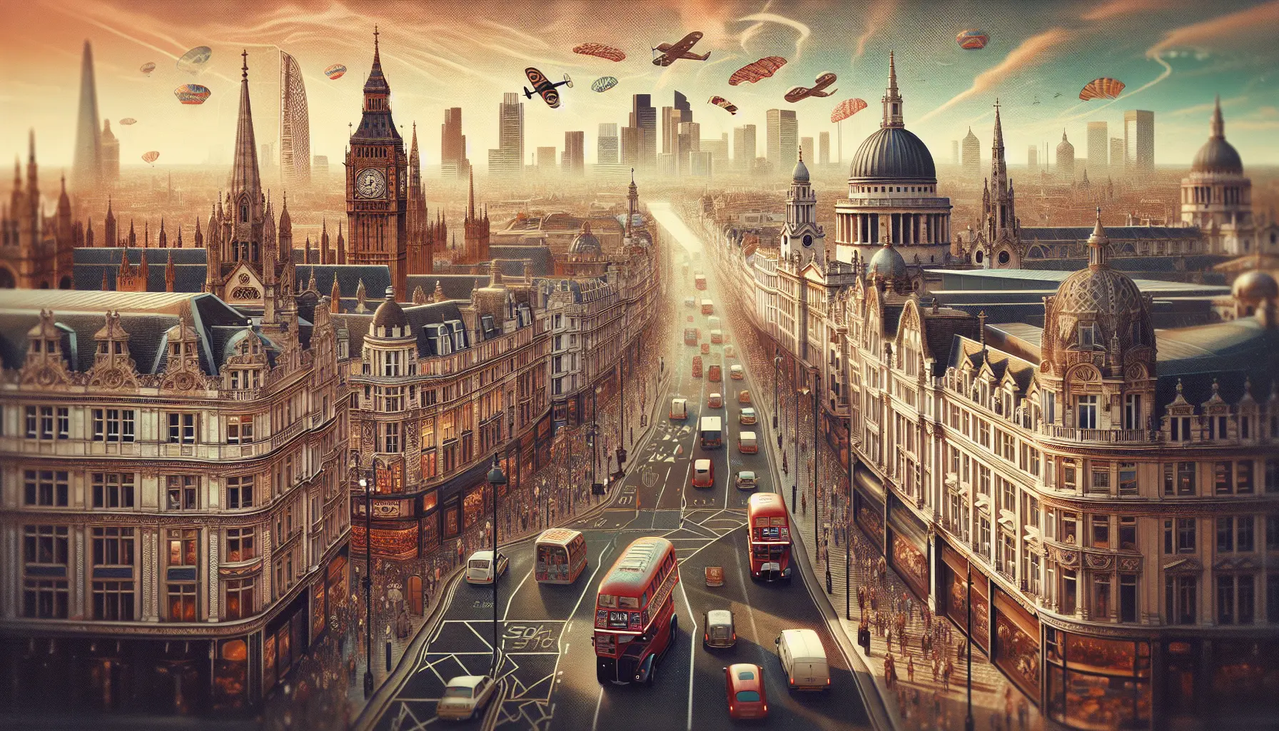 Panorama di Londra con il Big Ben e il Tamigi al tramonto