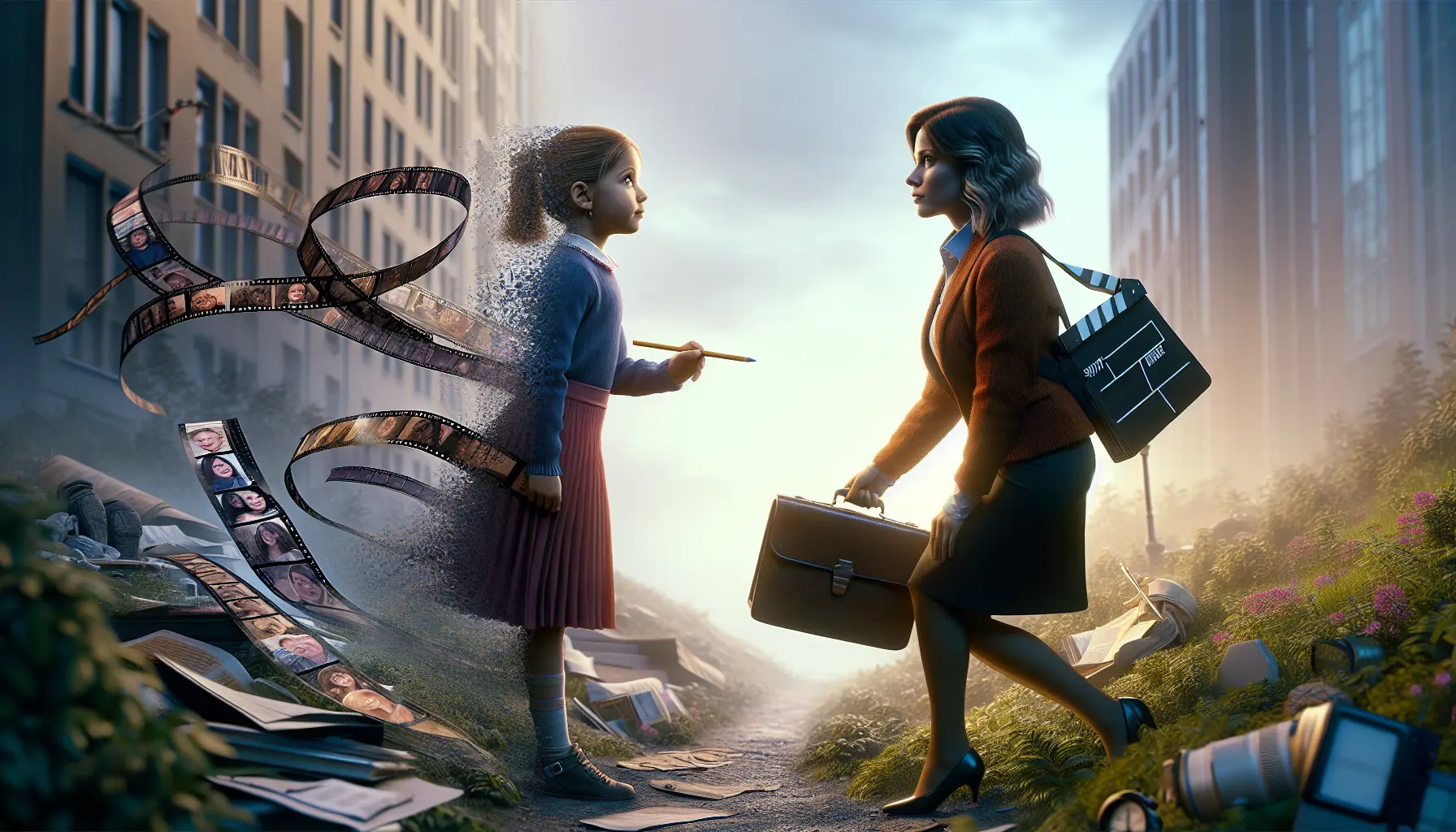 Mara Wilson durante un evento di scrittura, sorridente e ispirata, circondata da libri e appunti.