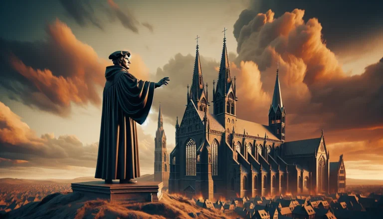 Ritratto di Martin Lutero con la Bibbia in mano, simbolo della Riforma protestante.