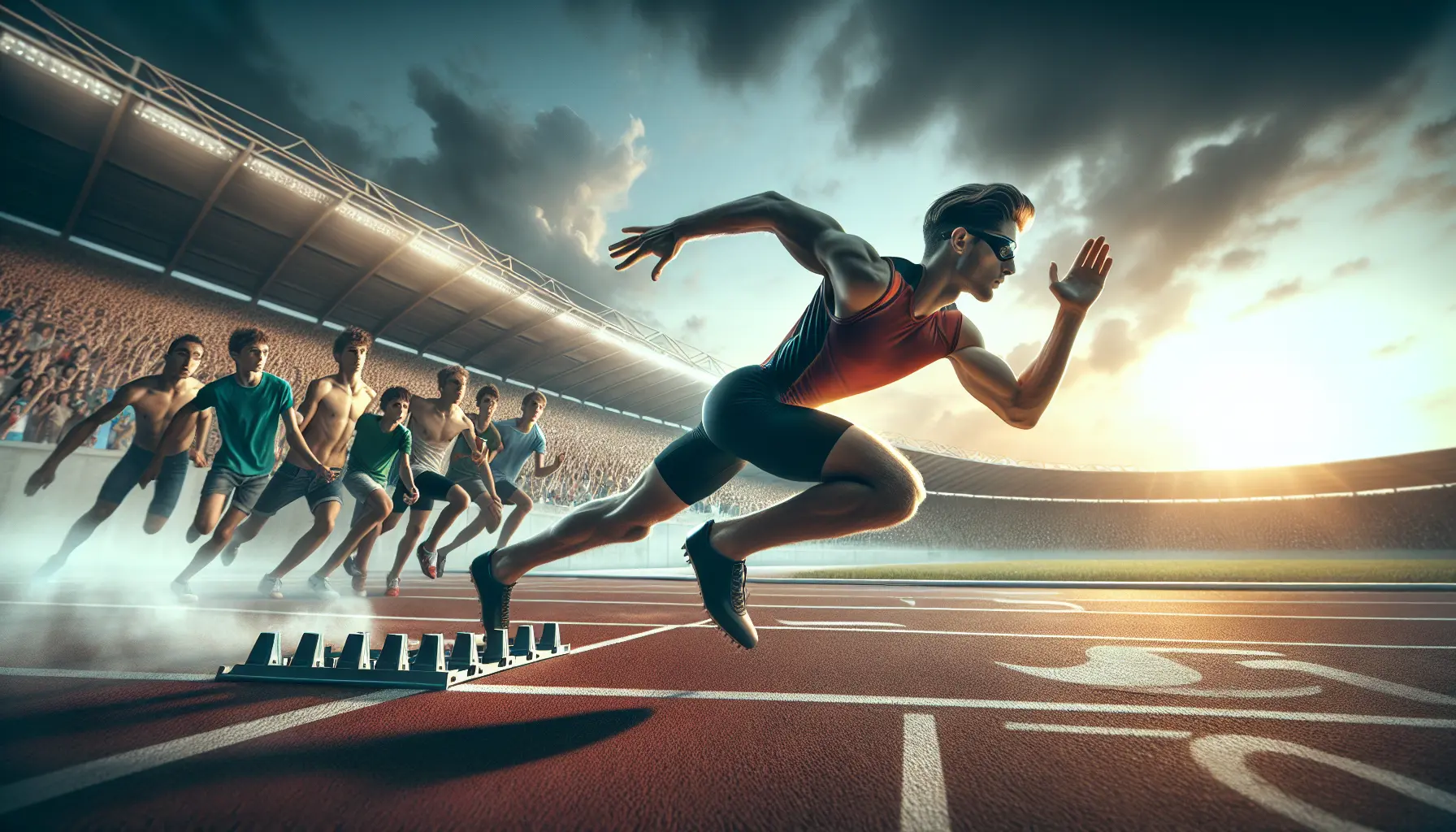 Mattia Furlani durante una competizione di atletica leggera, con la determinazione di un futuro campione.