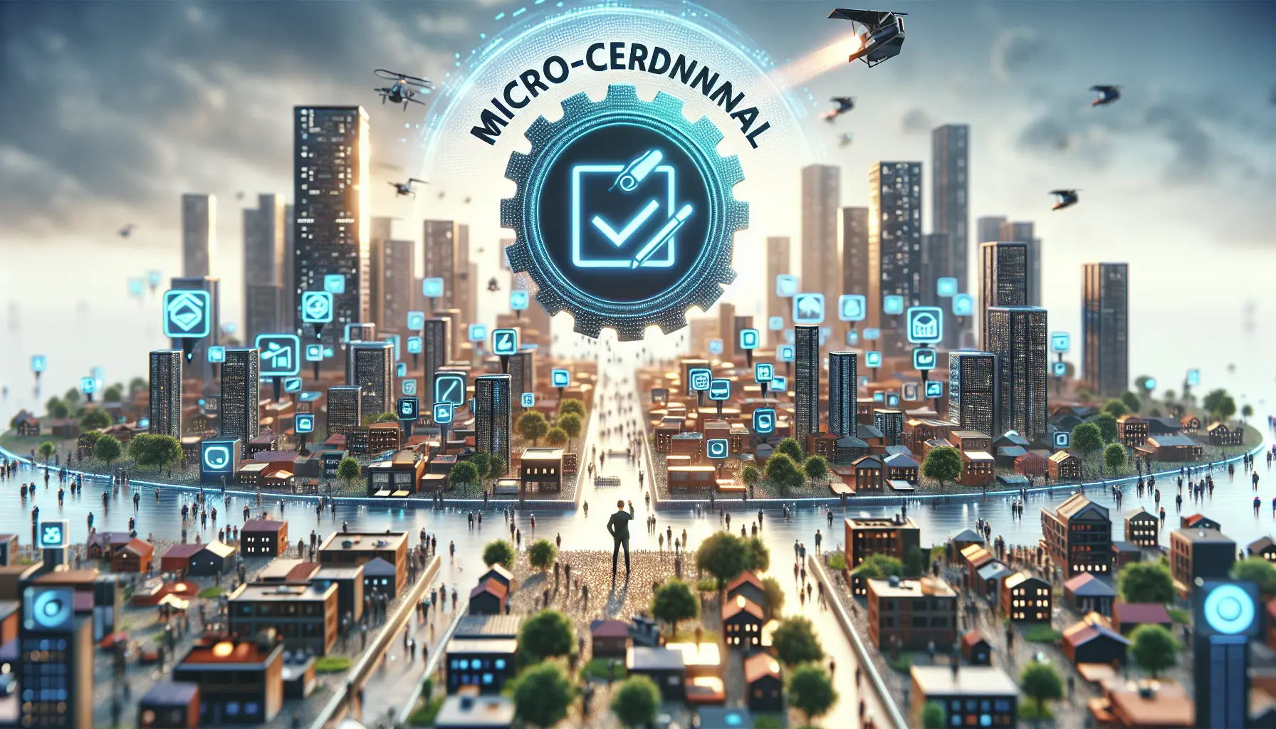 Un gruppo di professionisti che partecipano a un corso online per ottenere micro-credential, immersi in un ambiente di apprendimento collaborativo.