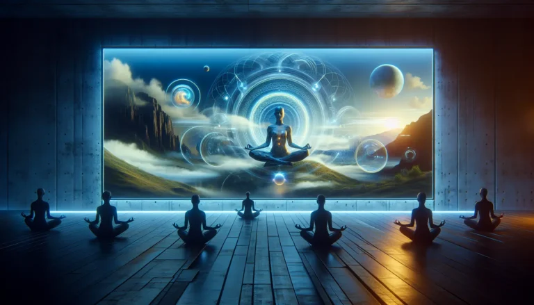 Una persona che medita in un ambiente tranquillo, con elementi naturali che favoriscono la mindfulness.