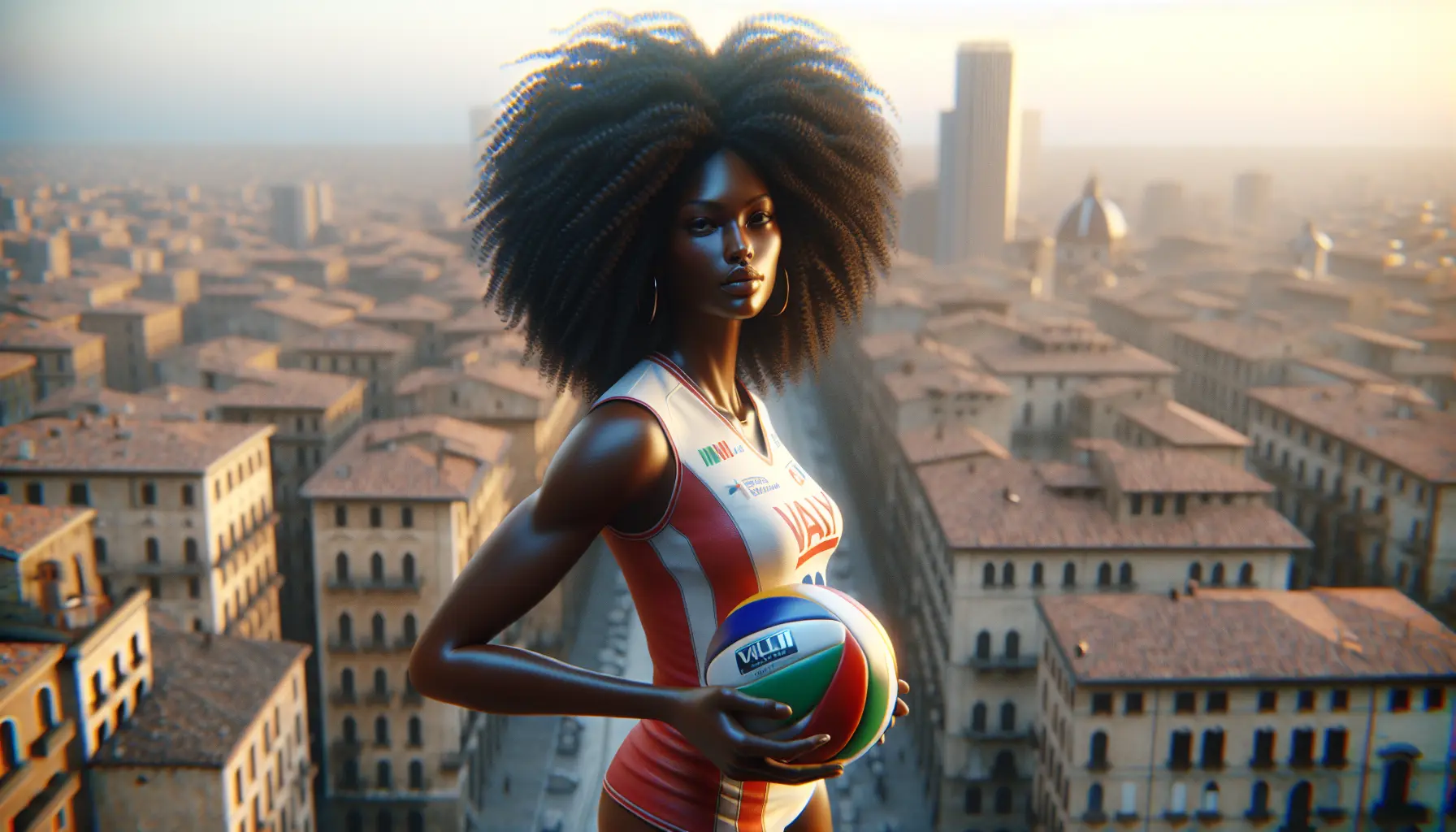 Paola Egonu in azione durante una partita di volley, esprimendo determinazione e passione per lo sport.