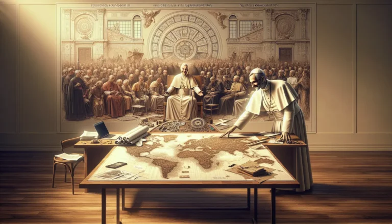 Ritratto di Papa Paolo VI durante il suo pontificato, simbolo di modernizzazione e dialogo nella Chiesa cattolica.