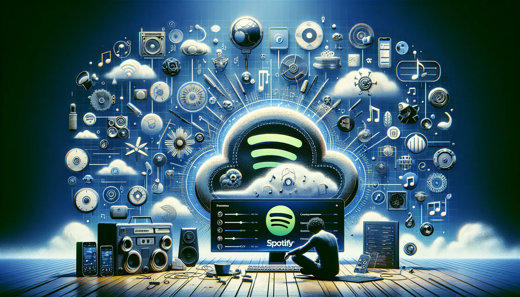 Un utente che ascolta musica su Spotify con un dispositivo mobile
