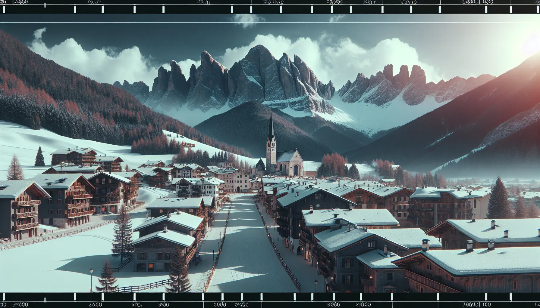 Vista panoramica di San Candido con le Dolomiti sullo sfondo, un villaggio incantevole circondato da natura incontaminata.