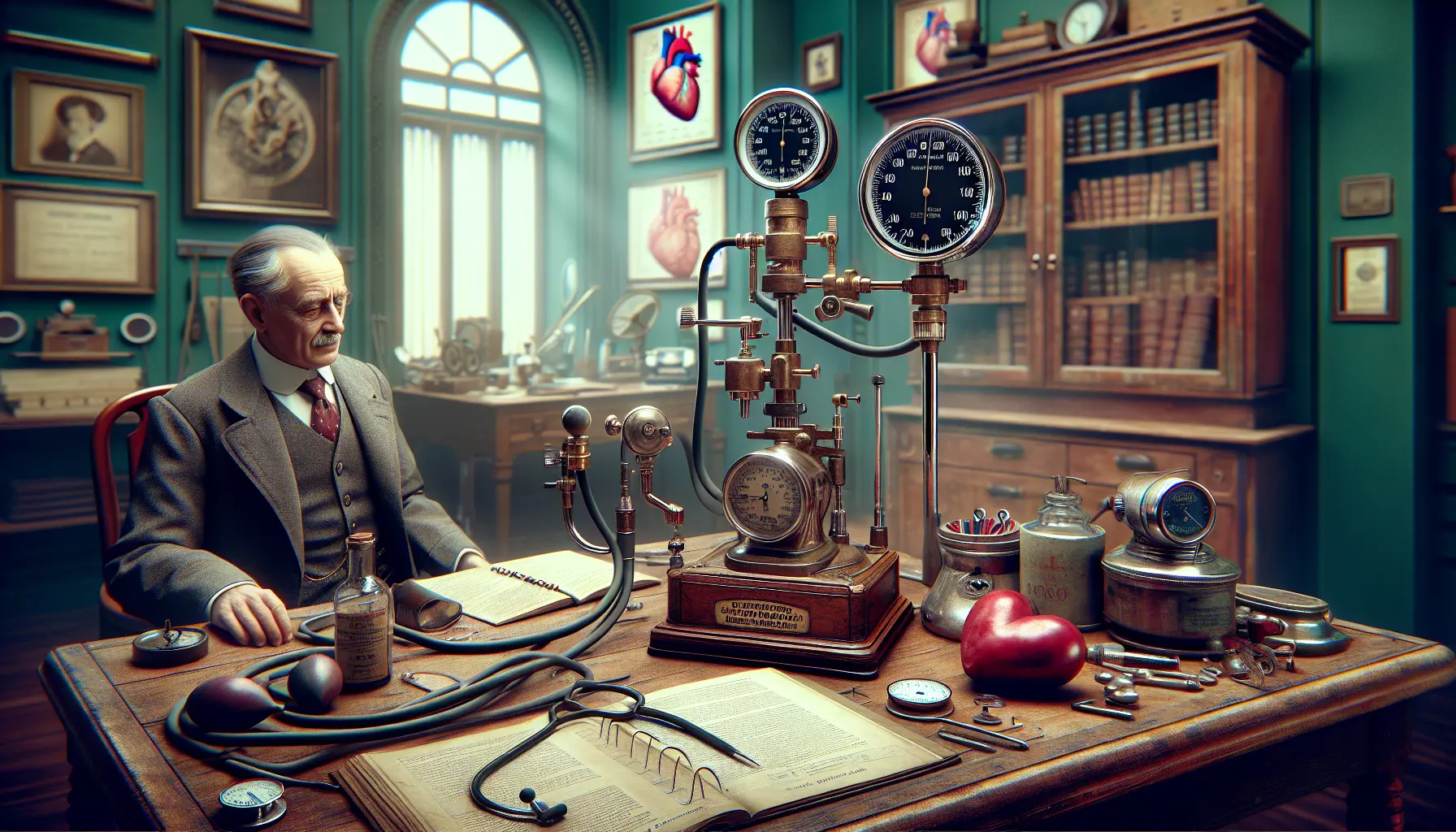 Un sfigmomanometro, strumento fondamentale per la misurazione della pressione sanguigna, simbolo dell'innovazione nella salute cardiovascolare.