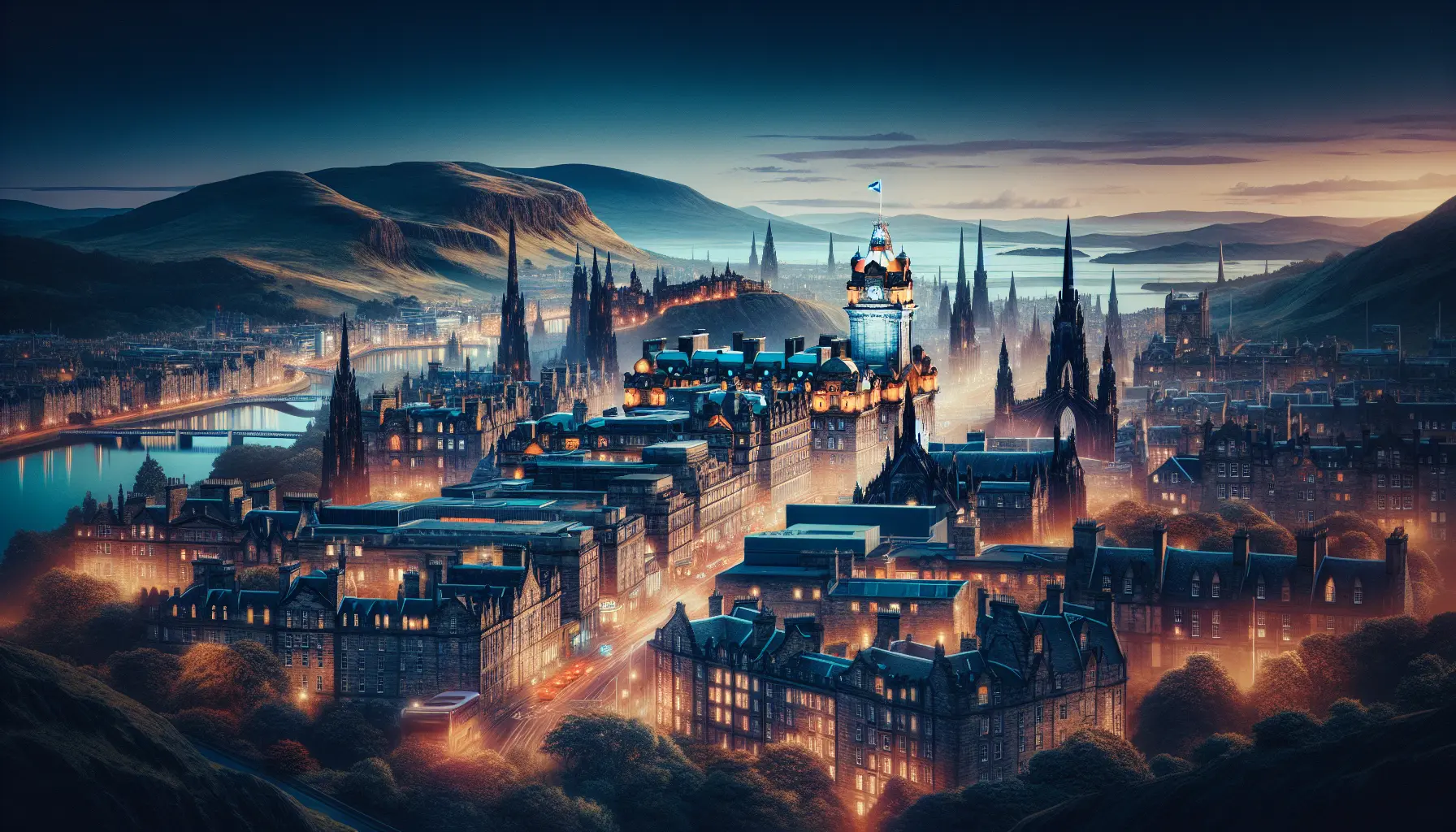 Panorama di Edimburgo con il Castello e il Royal Mile sullo sfondo