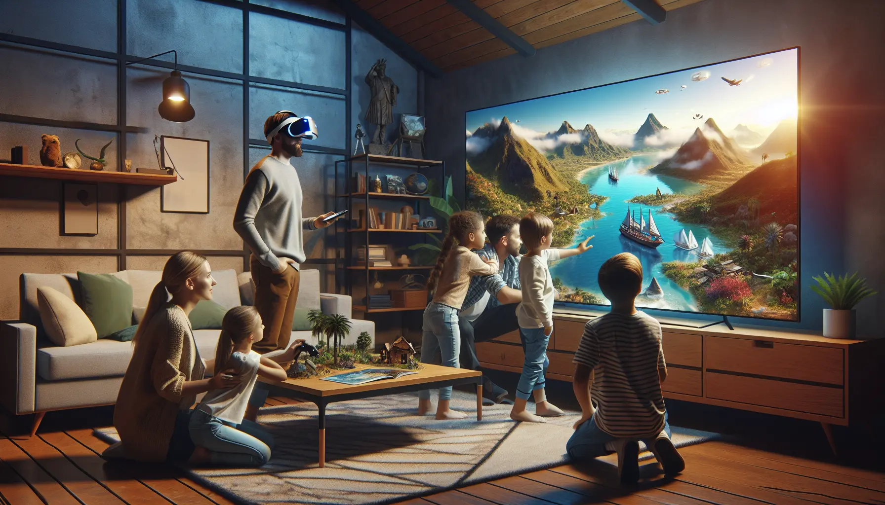 Bambini che esplorano il mondo attraverso un viaggio virtuale con un computer portatile.
