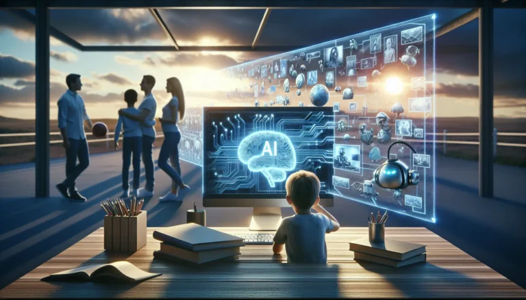 Un insegnante utilizza un tablet per mostrare a un gruppo di studenti come l'intelligenza artificiale può migliorare l'apprendimento.