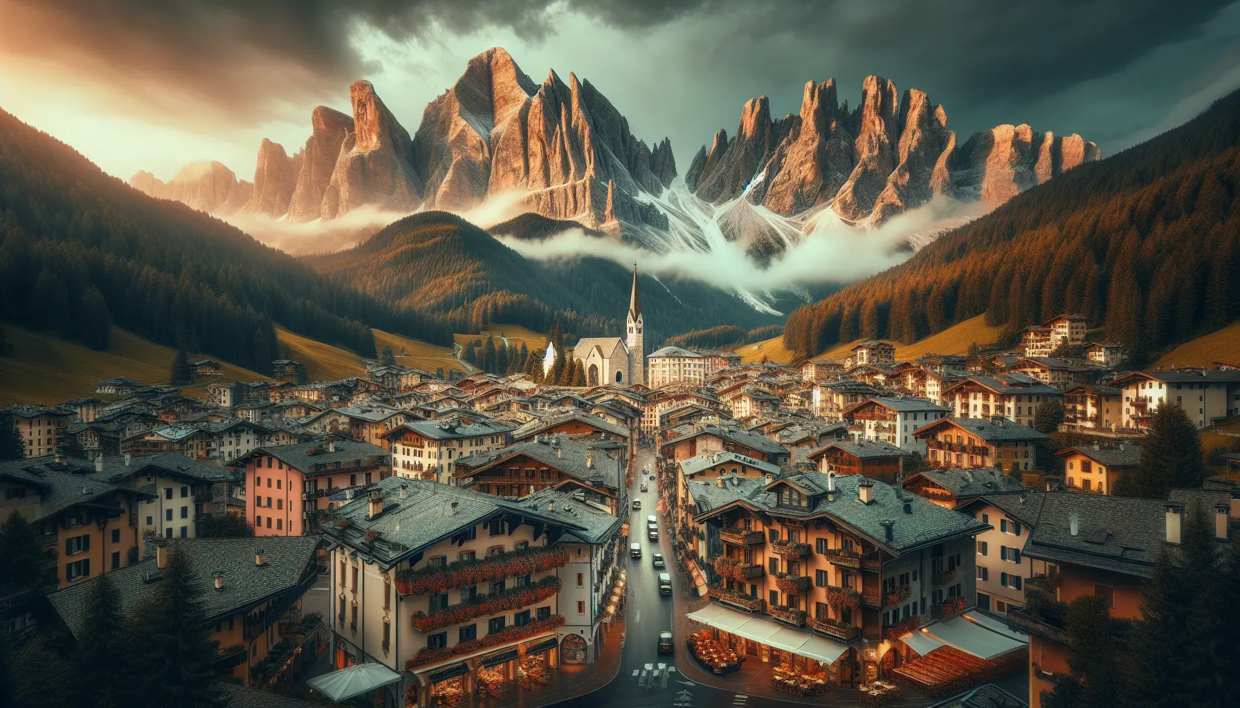 Panorama di Cortina d'Ampezzo con le Dolomiti sullo sfondo