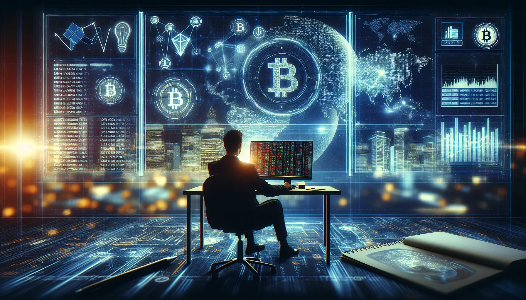 Grafica che rappresenta criptovalute e NFT, simboli di opportunità e rischi nel mondo degli investimenti digitali.